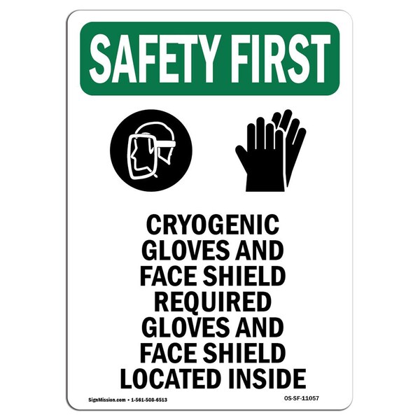 Signmission OSHA, Cryogenic Gloves And, 14in X 10in Rigid Plastic, 10" W, 14" H, Portrait, OS-SF-P-1014-V-11057 OS-SF-P-1014-V-11057 - main
